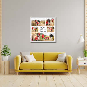 Moderne Weihnachts-Familienfoto-Collage Leinwanddruck