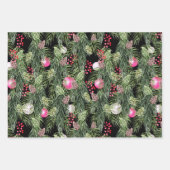 Moderne Weihnachts-festliche Blumenmuster Geschenkpapier Set (Vorderseite 3)