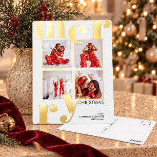 Moderne Weihnachts-Fotocollage Folien Feiertagspostkarte