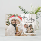 Moderne Weihnachts-Fotokarte mit Inset Feiertagskarte (Stehend Vorderseite)