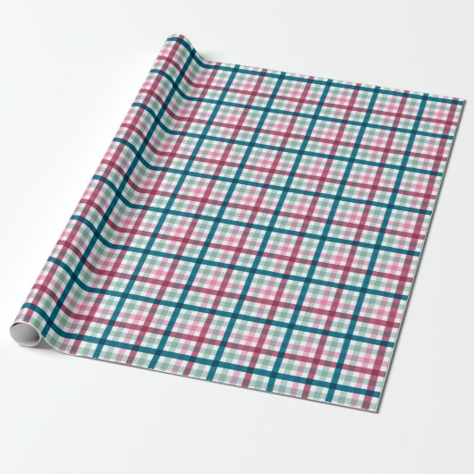 Moderne Weihnachts Gingham Gift Wrap Geschenkpapier (Ungerollt)
