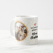 Moderne Weihnachts-Glitzer-FotoCollage Kaffeetasse (Vorderseite Links)