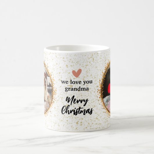 Moderne Weihnachts-Glitzer-FotoCollage Kaffeetasse (Mittel)