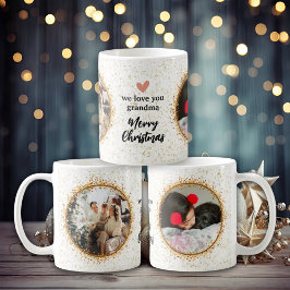 Moderne Weihnachts-Glitzer-FotoCollage Kaffeetasse