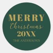 Moderne Weihnachts-Grüne Weihnachtspauschale Runder Aufkleber (Vorderseite)