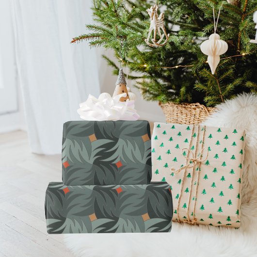 Moderne Weihnachts-Grünmuster Geschenkpapier