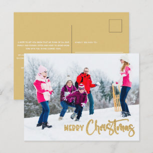 Moderne Weihnachts-Grußkarte mit goldener Schrift Feiertagspostkarte