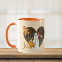 Moderne Weihnachts-Herzform-2-Fotos-Collage-Tasse