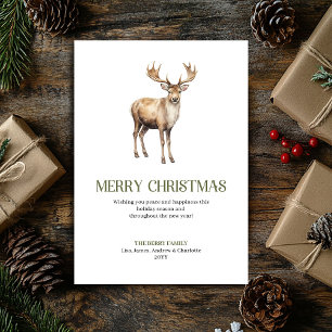 Moderne Weihnachts-Hirsch-Sage-Elfenbein-Elegante Feiertagskarte