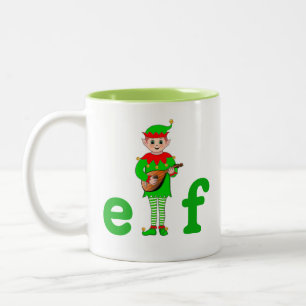 Moderne Weihnachts-Musical-Elf Zwei-Töne-Kaffeetas Zweifarbige Tasse