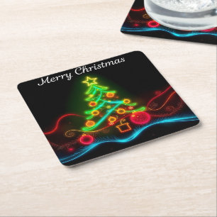 Moderne Weihnachts-Neon Holiday Collection Rechteckiger Pappuntersetzer