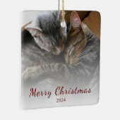 Moderne Weihnachts-Niedliche Katzen Foto Festlich Keramikornament (Rechts)