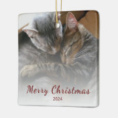Moderne Weihnachts-Niedliche Katzen Foto Festlich Keramikornament (Links)