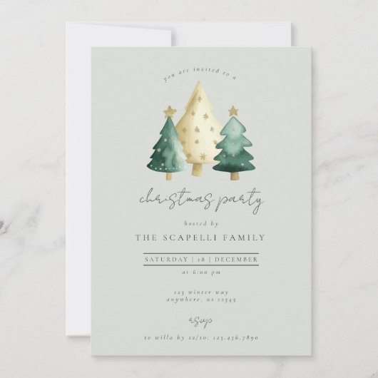 Moderne Weihnachts-Party Einladung (Vorderseite)