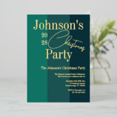 Moderne Weihnachts-Party Einladung Green Real Gold (Stehend vorne)