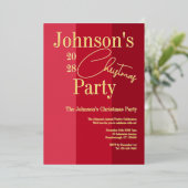 Moderne Weihnachts-Party Einladung Red Real Gold (Stehend vorne)