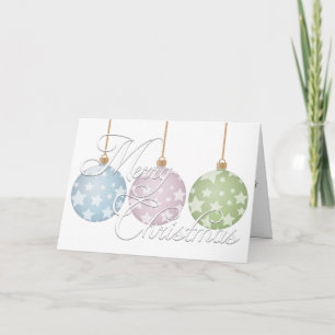 Moderne Weihnachts-Pastell-Ornamente auf Weiß Karte
