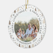 Moderne Weihnachts-Personalisierte Fotovorlage Keramik Ornament (Links)
