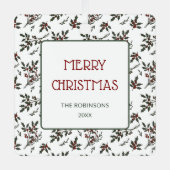 Moderne Weihnachts-Pflanze Berries Muster Ornament Aus Metall (Vorderseite)