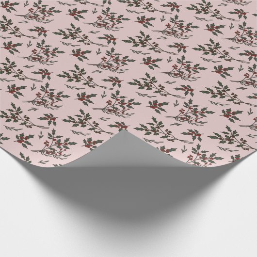 Moderne Weihnachts-Pflanze Winter Pink Geschenkpapier (Ecke)