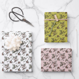 Moderne Weihnachts-Pflanze Wintermuster Geschenkpapier Set