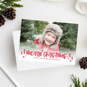 Moderne Weihnachts-Postkarte mit Winter-Doodles Feiertagskarte