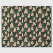 Moderne Weihnachts-Rose Gold & Forest Green Glitze Geschenkpapier (Flach)