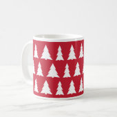 Moderne Weihnachts-Rot-Baummuster Kaffeetasse (Vorderseite Links)