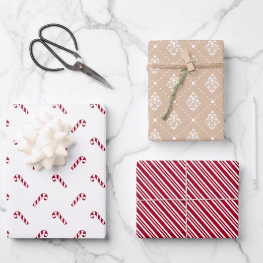 Moderne Weihnachts-Rot-Geschenkpapier-Blätter Geschenkpapier Set (Vorderseite)