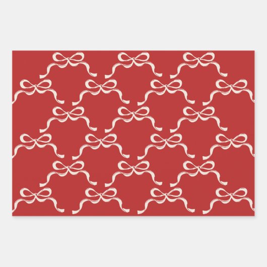 Moderne Weihnachts-Rot-Grün-Retro-Bogen Geschenkpapier Set (Vorderseite)