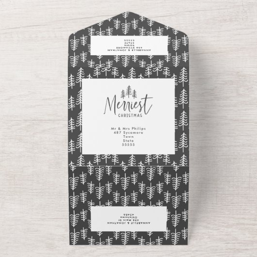 Moderne Weihnachts rustikale Multi-Foto Save the D All In One Einladung (Außenbereich)