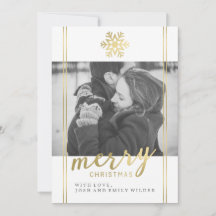 Moderne Weihnachts-Schneeflocke | Weiß und Gold