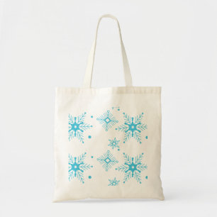 Moderne Weihnachts-Schneeflocken Blaue Winter-Tasc Tragetasche