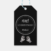 Moderne Weihnachts Schwarz/Weiß Personalisiert Geschenkanhänger (Vorderseite)
