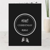 Moderne Weihnachts Schwarz/Weiß Personalisiert Karte (Vorderseite)
