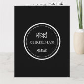 Moderne Weihnachts Schwarz/Weiß Personalisiert Karte (Vorderseite)
