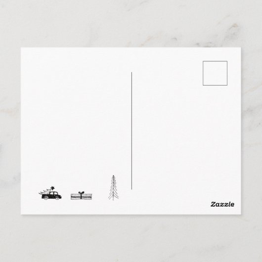 Moderne Weihnachts Schwarz/Weiß Personalisiert Postkarte (Rückseite)