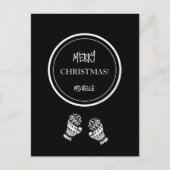 Moderne Weihnachts Schwarz/Weiß Personalisiert Postkarte (Vorderseite)