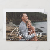 Moderne Weihnachts-Script-Foto-Weihnachtskarte Feiertagskarte (Vorderseite)