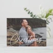Moderne Weihnachts-Script-Foto-Weihnachtskarte Feiertagskarte (Stehend Vorderseite)