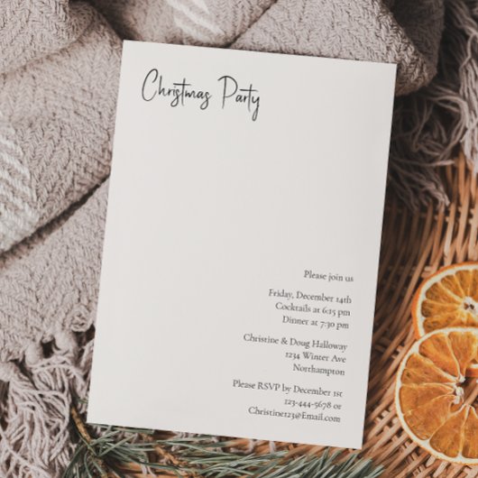 Moderne Weihnachts-Script-Party Einladung