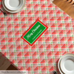 Moderne Weihnachts-Tischdecke Monogramm Karo Akzen Tischdecke