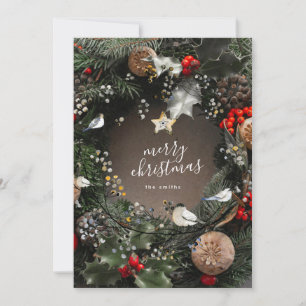 Moderne Weihnachts-Türkrone im modernen Stil, Froh Feiertagskarte