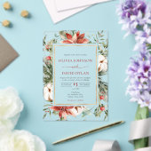 Moderne Weihnachts Winter Rote Gold Grünen Hochzei Acryleinladungen (In Situ (Hochzeit))