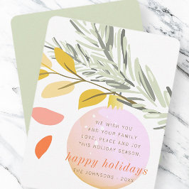 Moderne Weihnachts-Winterschnee-Ornament auf Pine Feiertagskarte