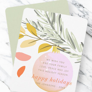 Moderne Weihnachts-Winterschnee-Ornament auf Pine Feiertagskarte