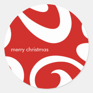 Moderne Weihnachtsaufkleber - rot & weiß Runder Aufkleber