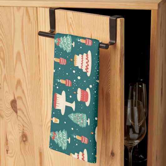 Moderne Weihnachtsback-Ästhetik Geschirrtuch (Drittel gefaltet)