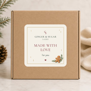 Moderne Weihnachtsbäckerei - Mit Liebe gemacht Quadratischer Aufkleber
