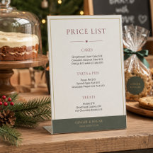 Moderne Weihnachtsbäckerei-Preisliste